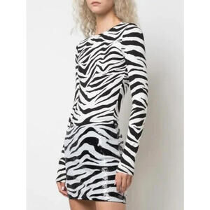 Alice + Olivia Delaina Tiger/Zebra Top Size S & Ramos Sequin Skirt, Size 6